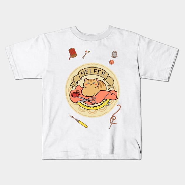 Helper Cat Kids T-Shirt by aimeekitty